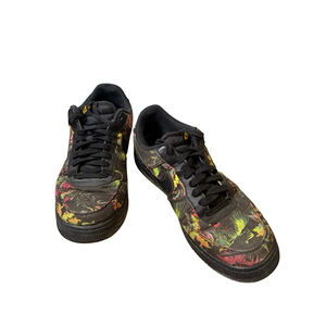 Men's Nike Air Force 1 Low Black Floral Print Sneakers Size 10.5